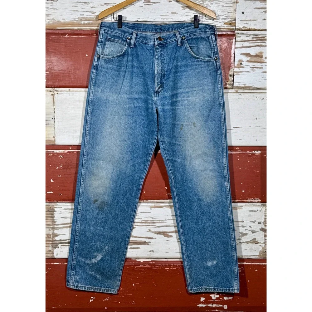 80s USA Vintage Wrangler Jeans Relaxed Fit Denim‎ Pants Classic Blue Wash